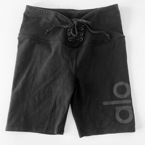 ALO Yoga Black Logo Lace up Shorts